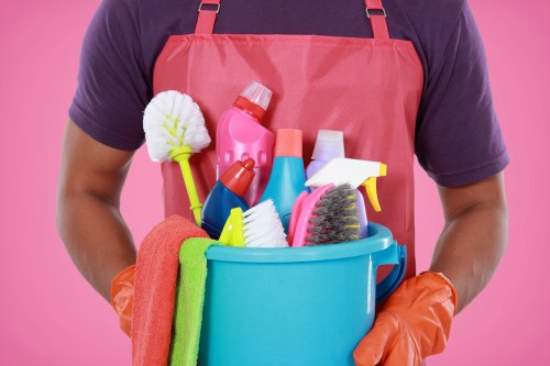 Cleaning bin store and shared access area in an E2 property