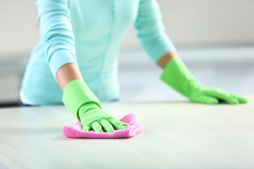 Local cleaners handling detailed kitchen and bathroom deep cleaning in E2