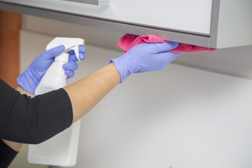 Detailed local deep clean with attention to hard-to-reach areas in E2